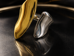✨ Διπλό Δαχτυλίδι Statement – Gold Silver Contrast