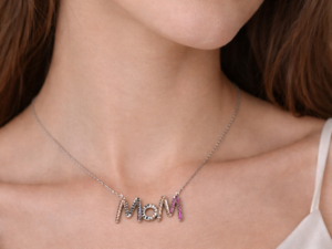 Κολιέ Ατσάλινο MOM με Στρας