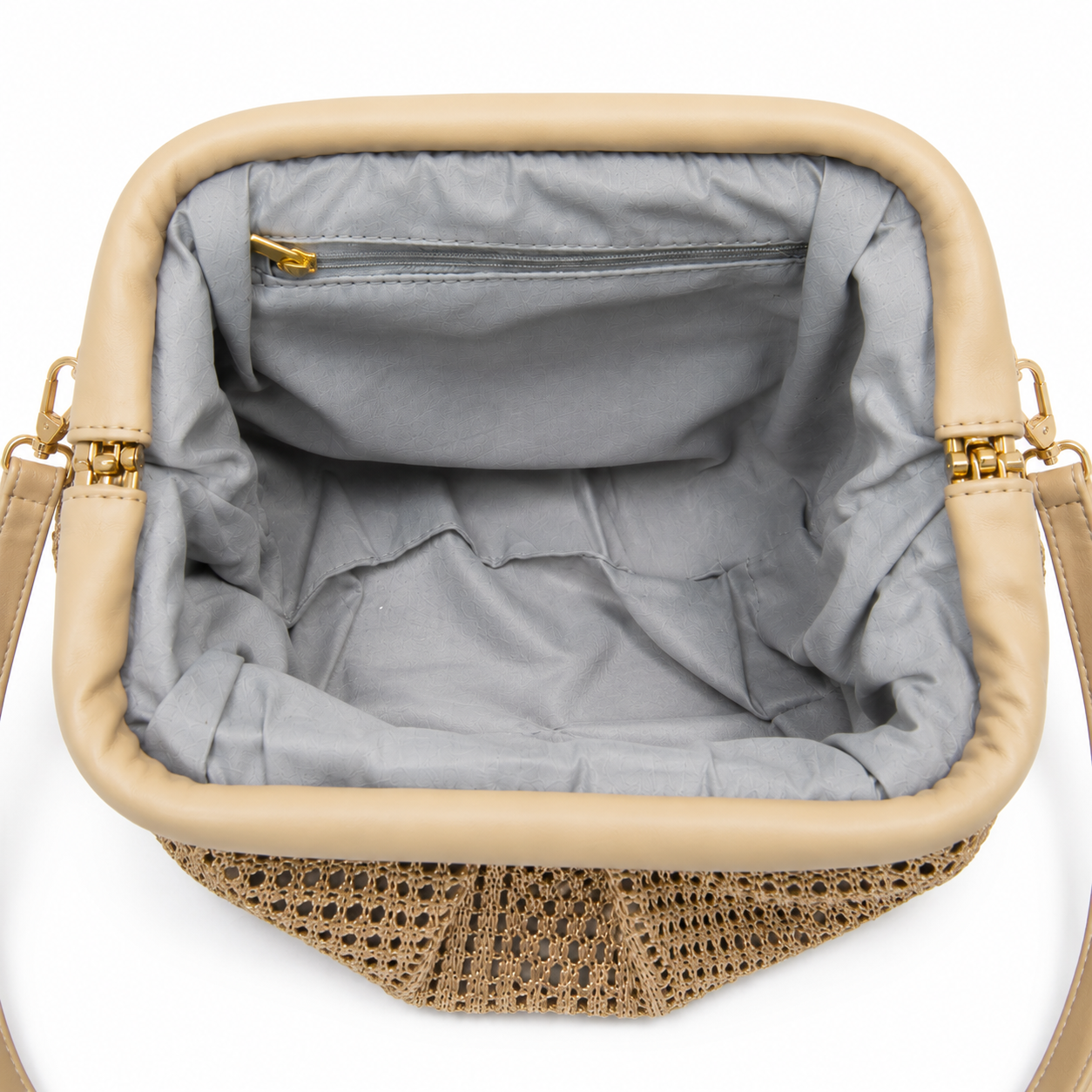 Shu-shu Γυναικεία Clutch Τσάντα Χρυσή/Ασημί με Πλεκτή Υφή - Image 5