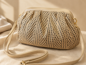 Shu-shu Γυναικεία Clutch Τσάντα Χρυσή/Ασημί με Πλεκτή Υφή