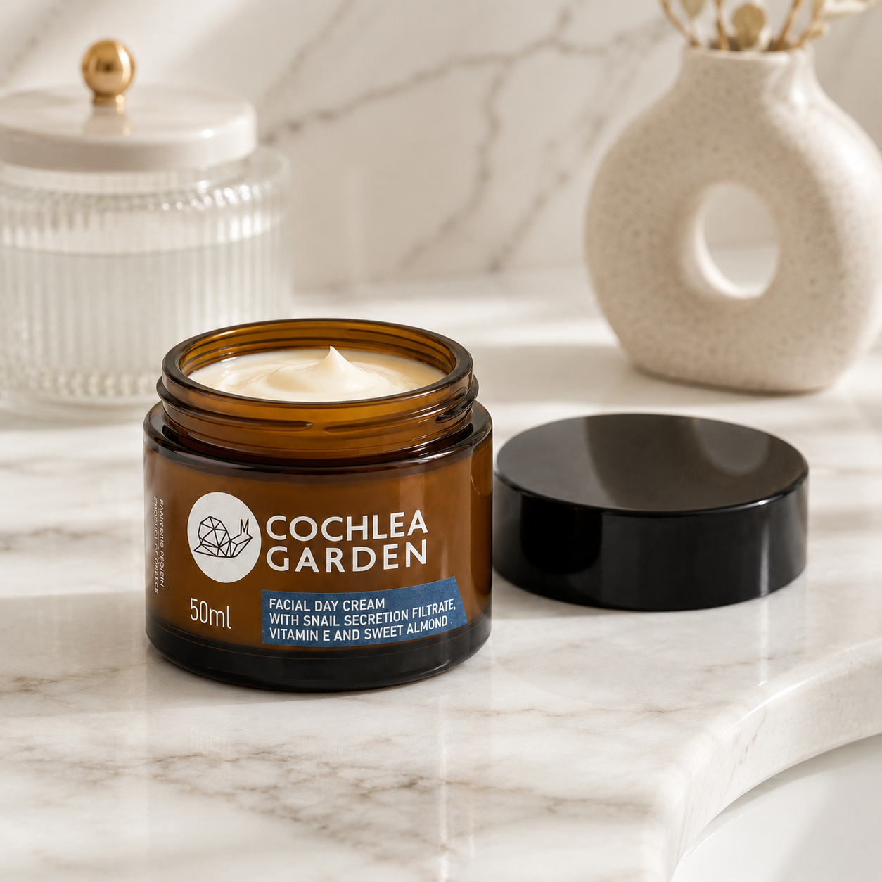 Cochlea Garden Κρέμα Ημέρας με Βλέννα Σαλιγκαριού, Βιταμίνη Ε & Γλυκό Αμύγδαλο 50ml