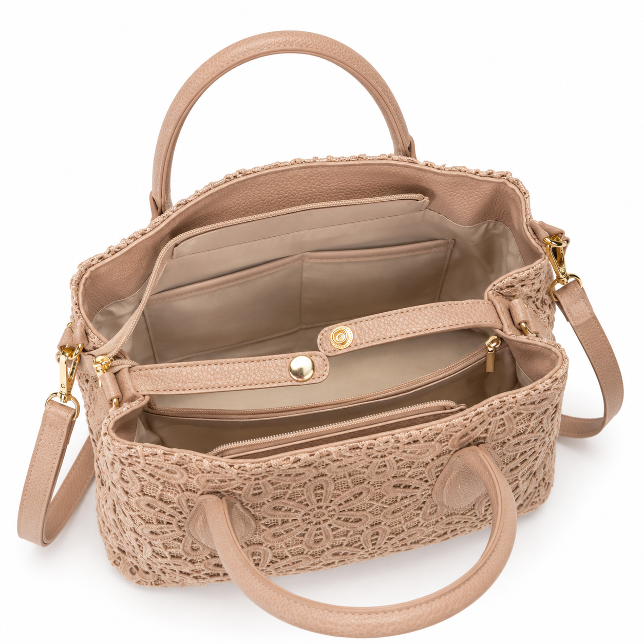 Turbo Bags Τσάντα Χειρός με Πλεκτό Floral Σχέδιο - Image 3