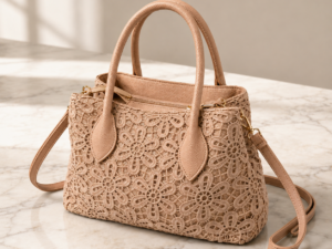 Turbo Bags Τσάντα Χειρός με Πλεκτό Floral Σχέδιο