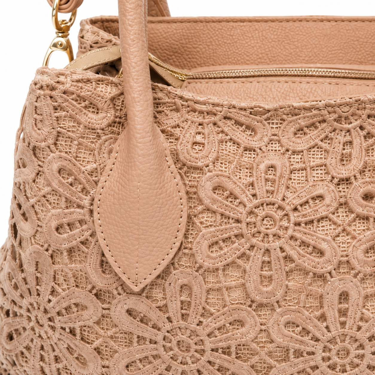 Turbo Bags Τσάντα Χειρός με Πλεκτό Floral Σχέδιο - Image 4